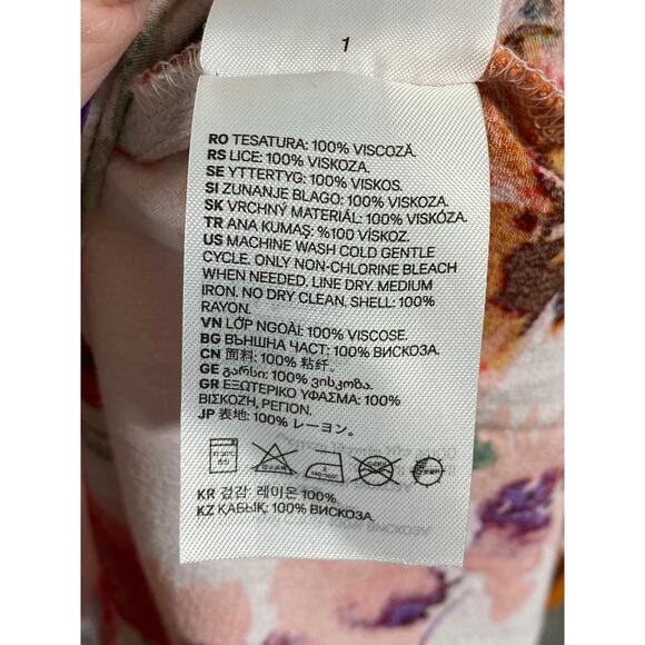 Women's Floral Puff Short Sleeve Button Down Summer Spring Shirt Dress Large - Picture 7 of 8